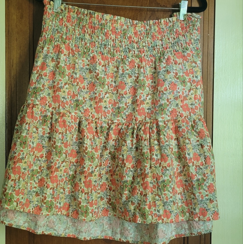B Universal Thread Plus Size 4X Skirt Tiered 100% Cotton Midi Skirt Floral #1